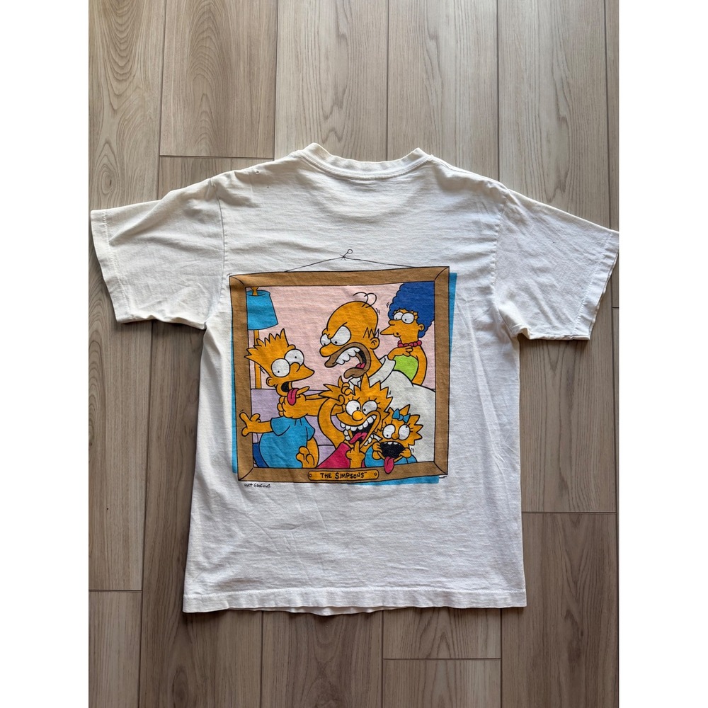 1989 Vintage The Simpsons T Shirt Mens M White Double Sided Single Stitch Bart - Picture 6 of 7